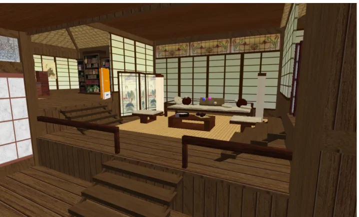 Figure 3 . 1 : A Second Life home deco- deco-rated in an Asian style.