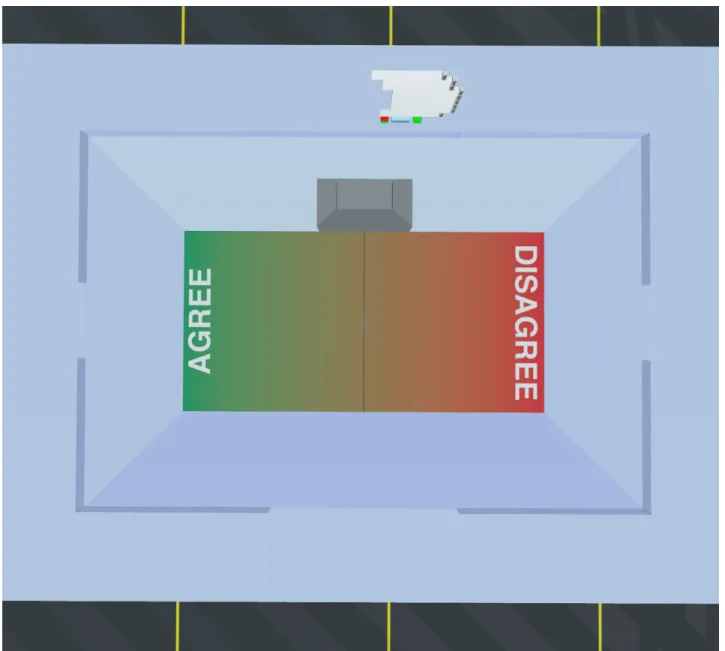 Figure 3 . 8 : A top-down view of the space, to illustrate its different zones.