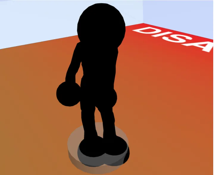 Figure 3 . 9 : An avatar with a dwell indicator growing slowly at its feet.