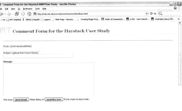 Figure 4-4:  Web-based  feedback  form  as an alternative  to the  direct feedback  mechanism  added  to Haystack
