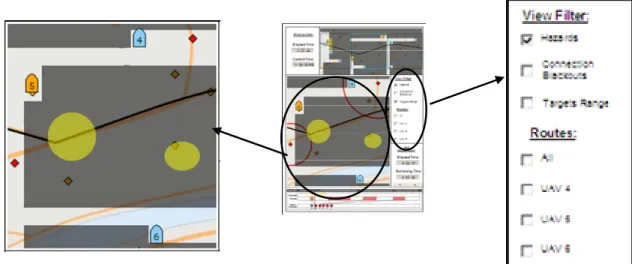Figure 13. Hazard areas in the operator’s AOI on the Map Display. 