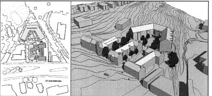 Illustration 4.4: Images from massing studies to test the visual impact of the proposed high-density housing within the site conditions