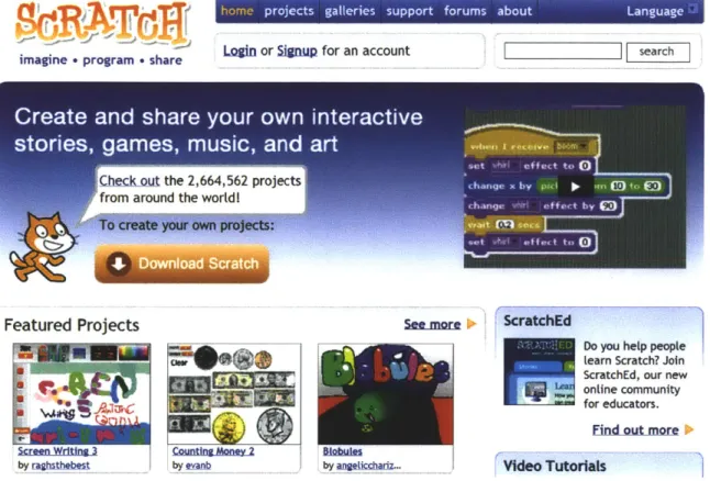 Figure  1-2:  The  home  page  of  the  Scratch  Online  Community  website  http://