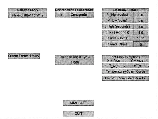Figure  A2.  Design  menu used  to simulate  an electrically-heated  Ni 49 Ti 51  wire.