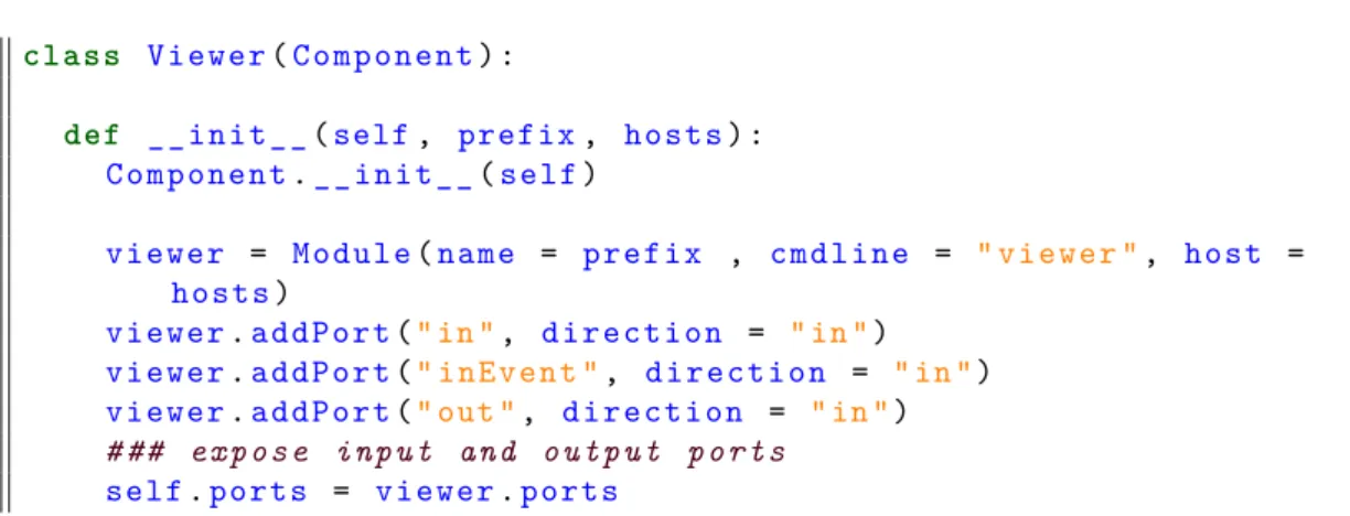 Figure 3.2 – Description en Python du module de la Figure 3.1. Un nom, une ligne de commande et un hôte lui sont attribués