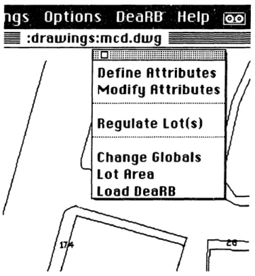 Figure  12.  Functions  of DeaRB's  pull-down  and  detachable menu  under item  &#34;DeaRB&#34; of AutoCAD menu  bar