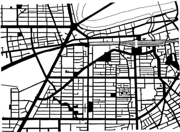 Fig. 4.1.2  Street network and spatial structure in the Sun-Shan area
