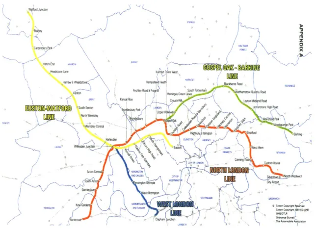 Figure  1-1:  Silverlink Metro  Rail  Lines  Map  (Transport  for London,  2005)