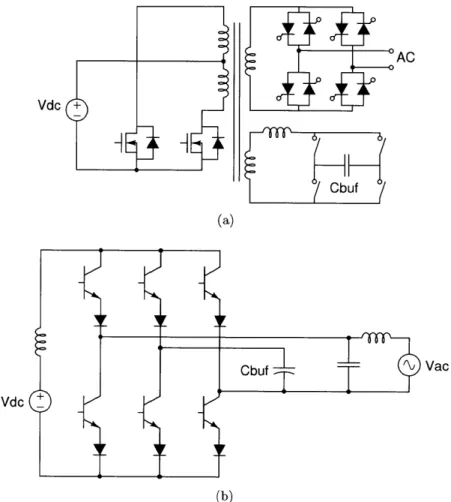 Figure  1.6:  Grid-connected  inverters Implemented  using  an  isolated  ac-link current-fed  converter  [  I.