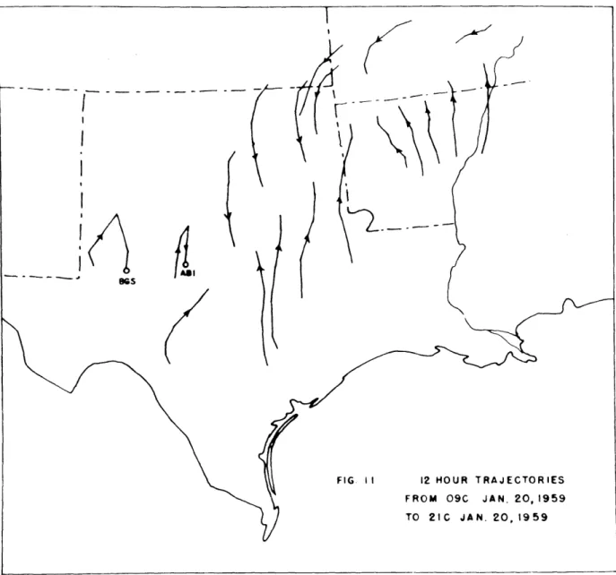 FIG.  I  12  HOUR  TRAJECTORIES FROM  09C  JAN.  20,  1959