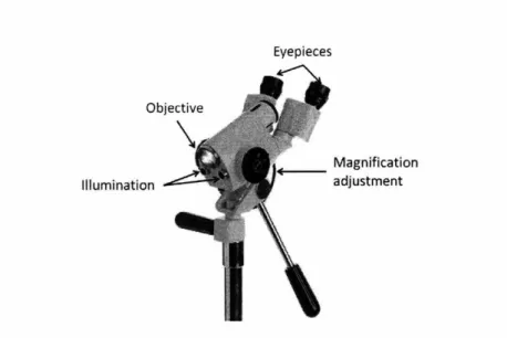 Figure  2.9:  A  typical  colposcope  with  key  components  indicated.  This figure  is  adapted from  www.leisegang.de.