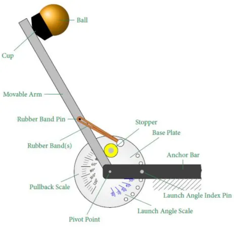 Figure 1. A schematic of the X-pult catapult device used in the experiment.