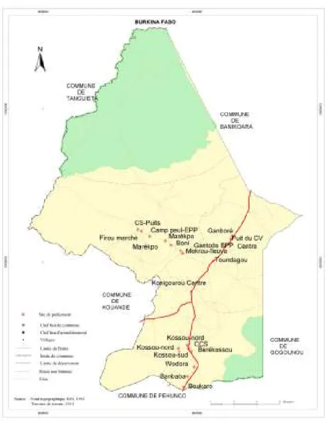 Figure 8 : Localisation des sites de prélèvement  Source : ELEGBEDE, 2011