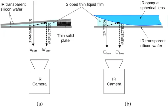 Figure 8.    Experimental setup for detection of (a) planar and (b) curved thin films via  interference fringe patterns