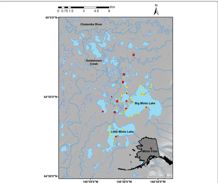 Fig. 1 Study area and capture locations within Minto Flats State Game Refuge, Alaska, USA