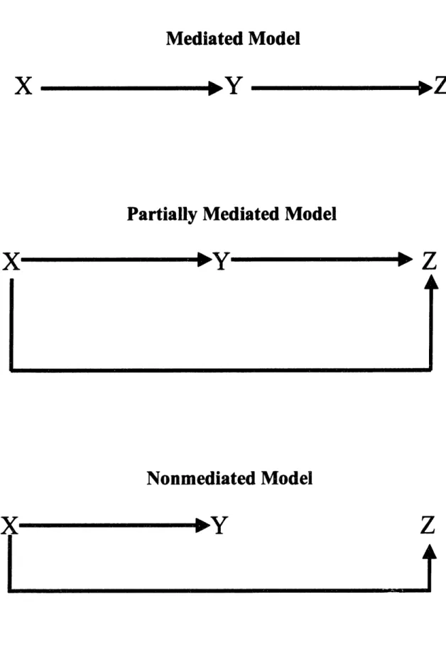 Figure 3.  Nested  causal paths for mediation testing