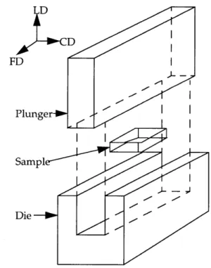 Figure  1.2 shows a schematic of  a channel die and  the three independent orthogonal, spatial directions associated with  it.