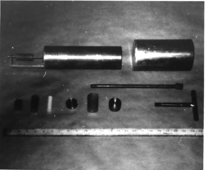 Figure  2.6  Photograph  of  Al  Sample  Holder,  Access  Port  Plugs and  Various  Saiples  Irradiated  in  4TH1  Facility