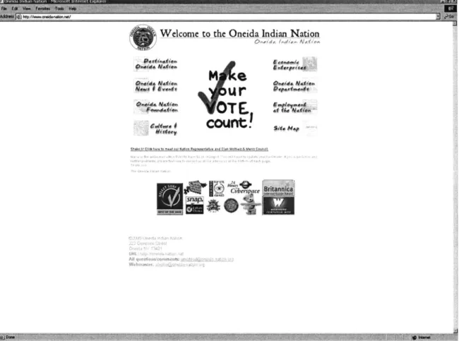 Figure  2-4:  Home  page  of the  Oneida  Indian  Nation  on  the  Internet.  Notice the  English content of the website.