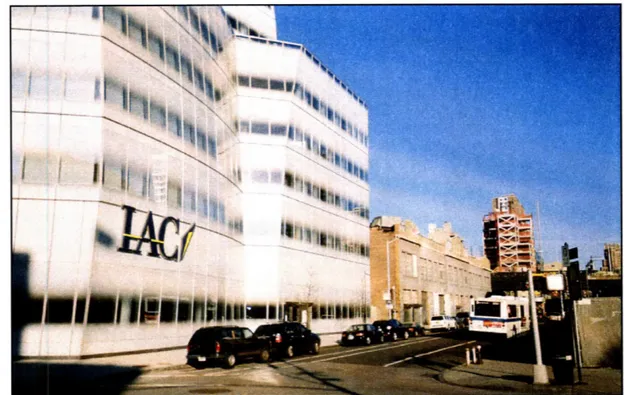Figure 3.3.  Corporate  America  in Clubland.  Frank Ghery's  IAC  headquarters,  AKA  &#34;the  iceberg.&#34;  The Roxy was  located  in the gray warehouse next  door
