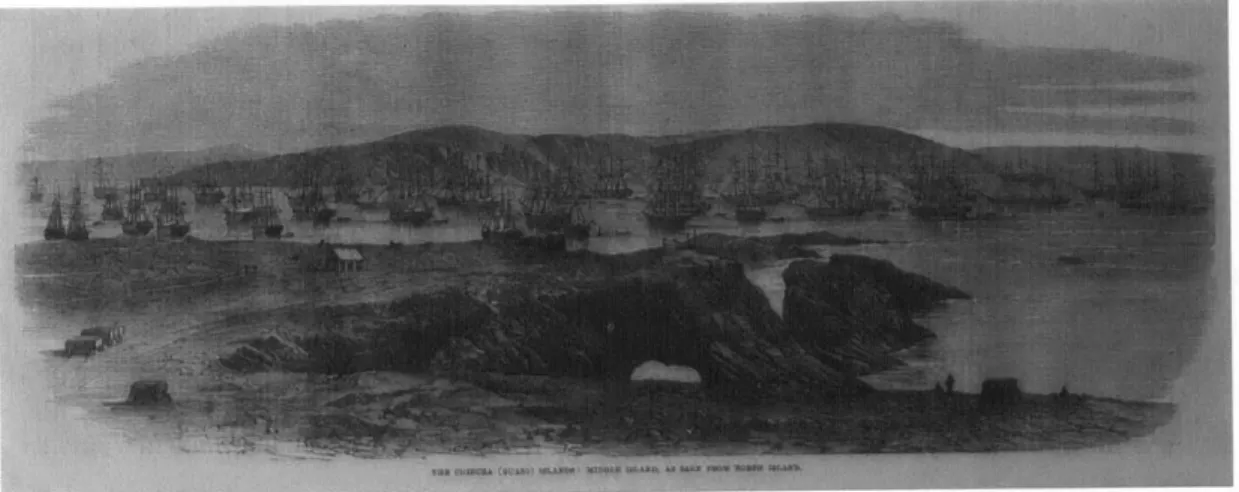 Figure  2-1:  A  photograph  of ship traffic  around  the  guano  islands of Chincha.  Manuel Gonzilez  Olaechea  y  Franco  for  The  Illustrated  London  News,  1863.