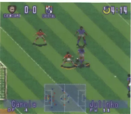 Figure  2-4:  A  screenshot  of Fzitbol Excitante, displaying  two of the  local  teams hacked into  the  game