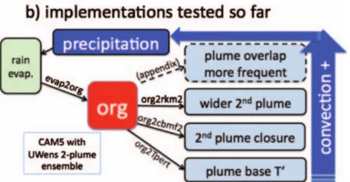Figure 1.8 Convection scheme with prognostic organisation variable “org” as imple- imple-mented by Mapes and Neale [2011]