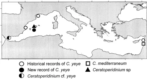 Fig. 2. – Location of the records of Ceratoperidinium spp.