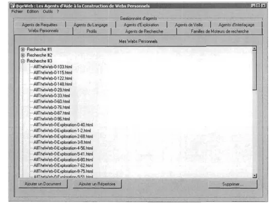 Figure 4: Le Gestionnaire d'agents  ACEWEB. 