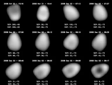 Fig. 1. Selected views of (21) Lutetia in the near-infrared. All the im- im-ages have been deconvolved with M istral to enhance the definition of the edges