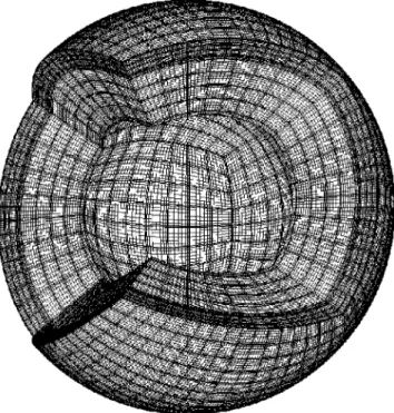 Figure 4. Typical integration mesh used for the volume integration of eq. (11). Two regions of the cubic sphere have been removed for this figure for representation purpose.