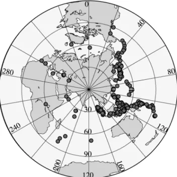 Fig. 2 shows the azimuthal distribution of the 226 teleseismic events selected with these criteria
