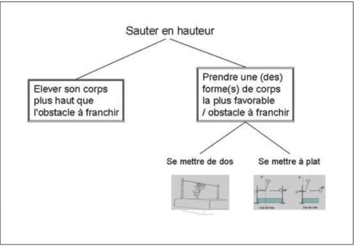 Figure 8. Modélisation externe de l'acte de saut en hauteur à partir de Kermoal (1994) 