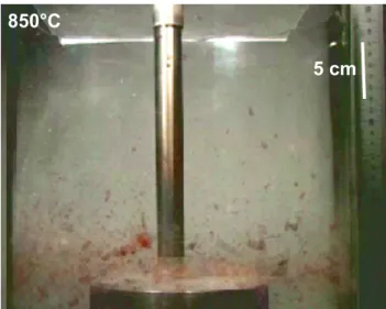 Fig. 4. Picture from a video of one 850 ◦ C impact experiment, show- show-ing total fragmentation of the rock sample