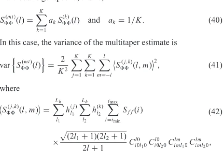 Fig. 9 shows the behaviour of the variance of the multitaper spec- spec-tral estimates of a white stochastic process (β = 0)