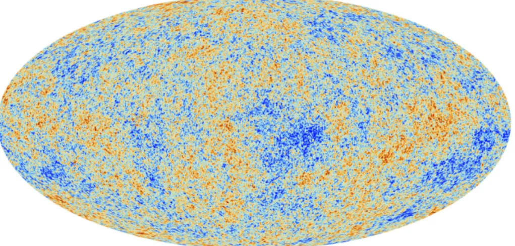 Figure 1.9.: Cosmic Microwave Background temperature fluctuations, as seen by the Planck satellite [76]