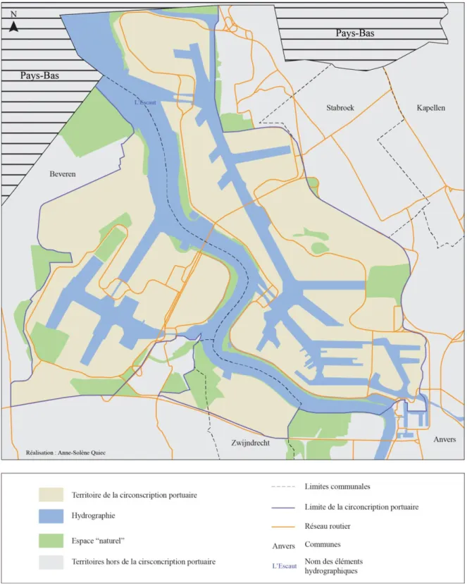 Figure 6 – Circonscription portuaire du port d’Anvers sous l’administration de  l’autorité portuaire 