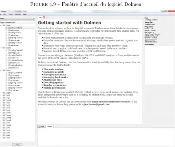 Figure 4.9 – Fenêtre d’accueil du logiciel Dolmen.