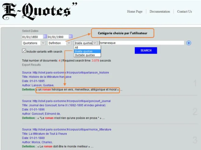 Figure 1 :  Interface  d’E-Quotes