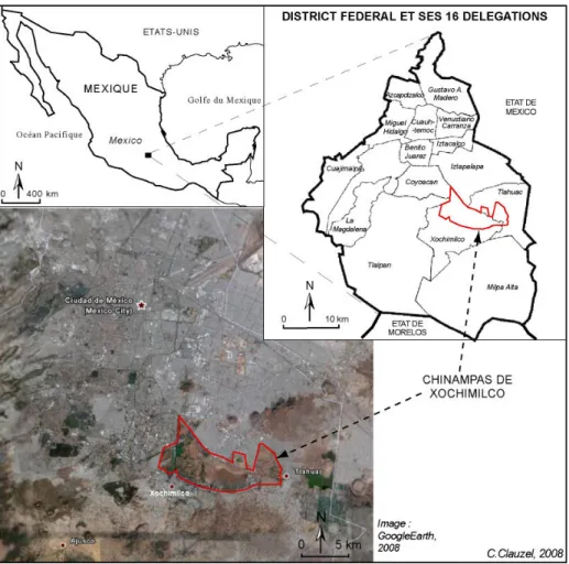 Figure 2. Localisation des chinampas de Xochimilco 