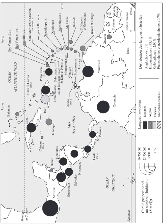 Figure 1. Les États et territoires acteurs de la francophonie   dans le bassin caraïbe  