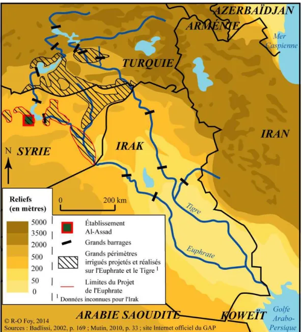 Figure 1 : L'Établissement Al-Assad au cœur d'un grand projet hydro-agricole sur  l'Euphrate en Syrie 