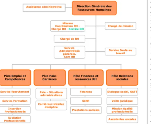 Figure 2 : Organigramme de la Direction Générale Ressources Humaines (Mai 2012) 