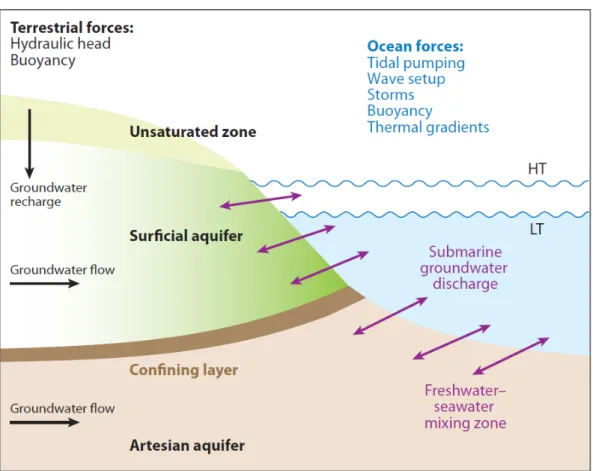 Figure 4.1: SGD en zone cˆ oti` ere et forces capables de les cr´ eer (Moore, 2010a)