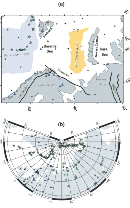 Figure 1. (a) The map shows the most relevant tectonic features discussed in the text