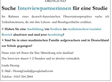 Abbildung 1: Flyer zur Kontaktaufnahme, deutsche Version 