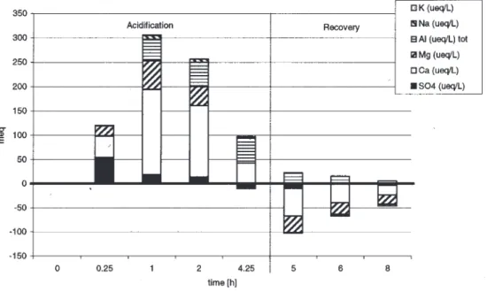 Fig. 6. Acid neutralisation through time at point C, 45 m below the acid addition point.