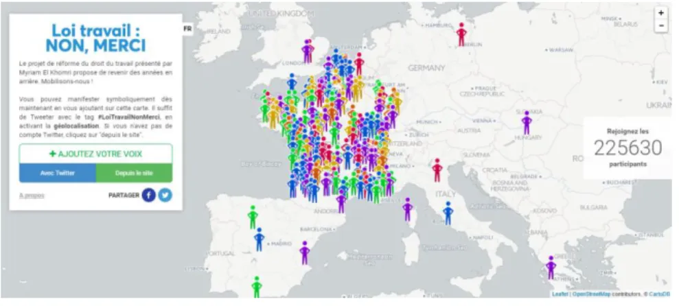 Figure 12 : carte manifestation contre la loi El-Khomri – « Loi travail : Non merci » 