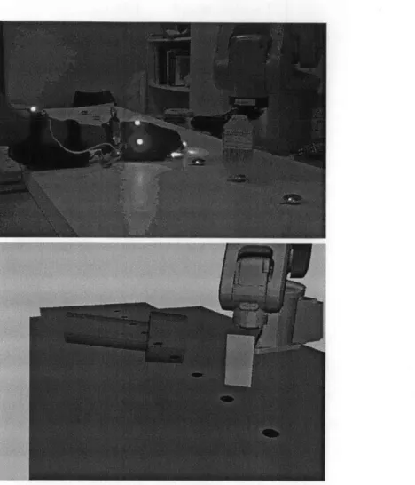 Figure  2-1:  Real  workspace  (top)  and  corresponding  virtual representation  (bottom)