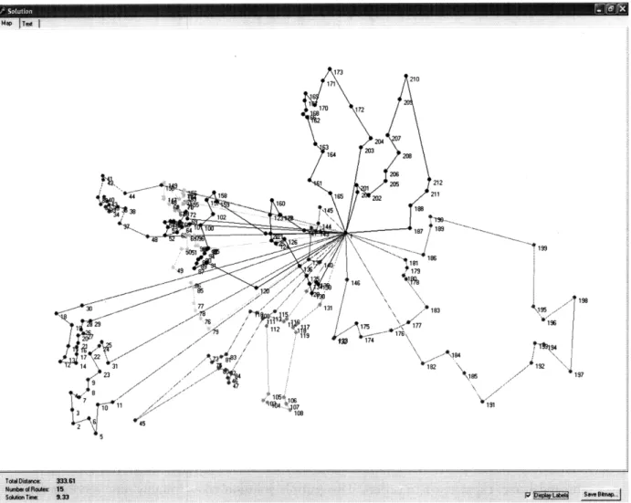Figure 1:  VRPSolver  Euclidean Distance  Solution